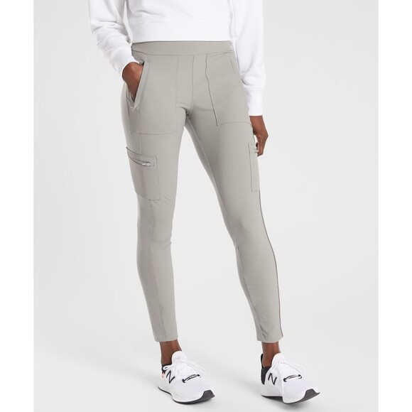 Athleta Headlands Hybrid Cargo Pants Light Asphalt Grey Taupe Women’s 12p - Picture 1 of 9